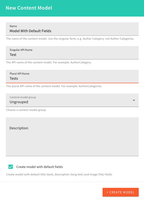 Model With Default Fields Checkbox