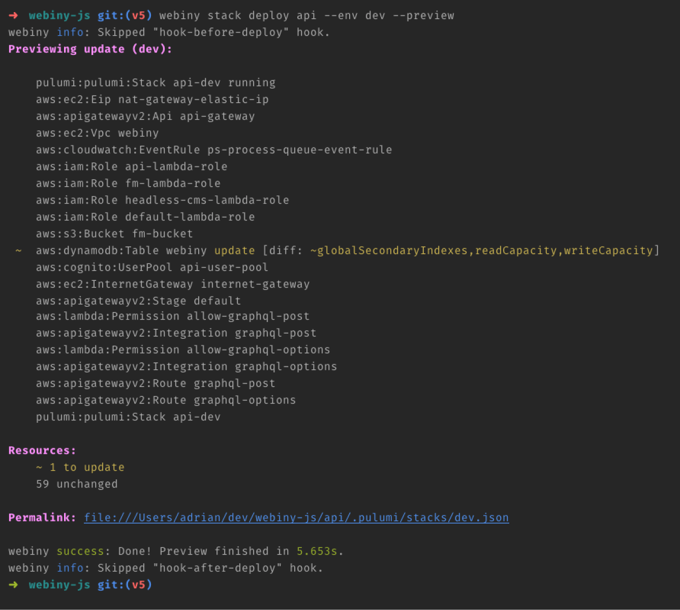 Previewing Deploy Command